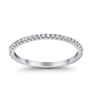 Full Eternity Stackable Wedding Ring Pave Round Simulated CZ 925 Sterling Silver